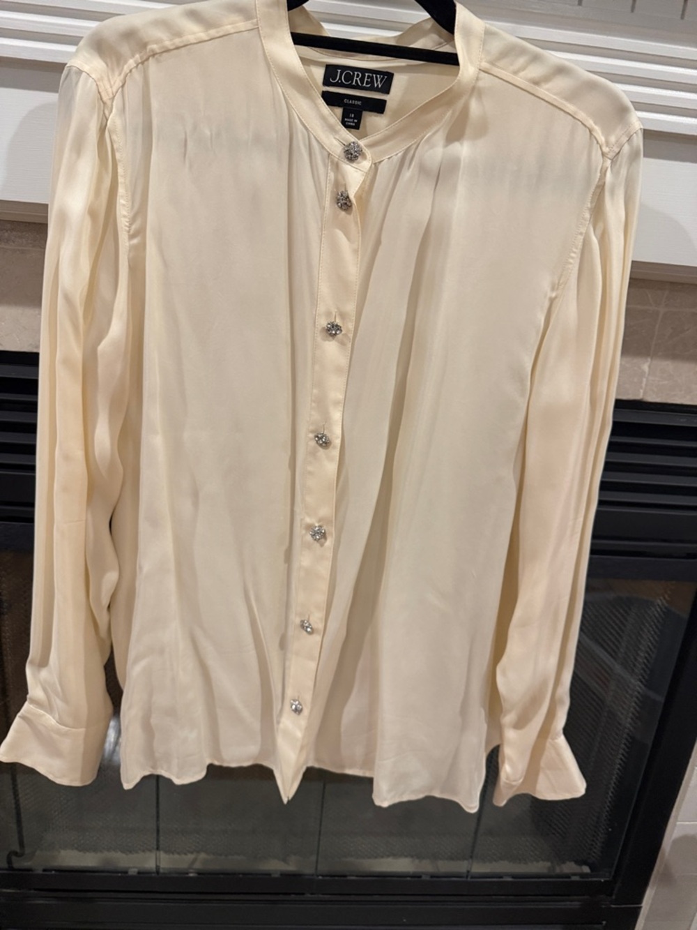 J. Crew silky button down with crystal buttons